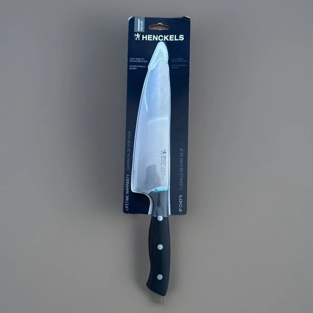 NWT Henckels Everpoint 8-in Triple Rivet‎ Stainless Steel Chef Knife Fine Edge
